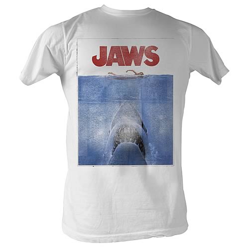 Jaws Movie Poster White T-Shirt